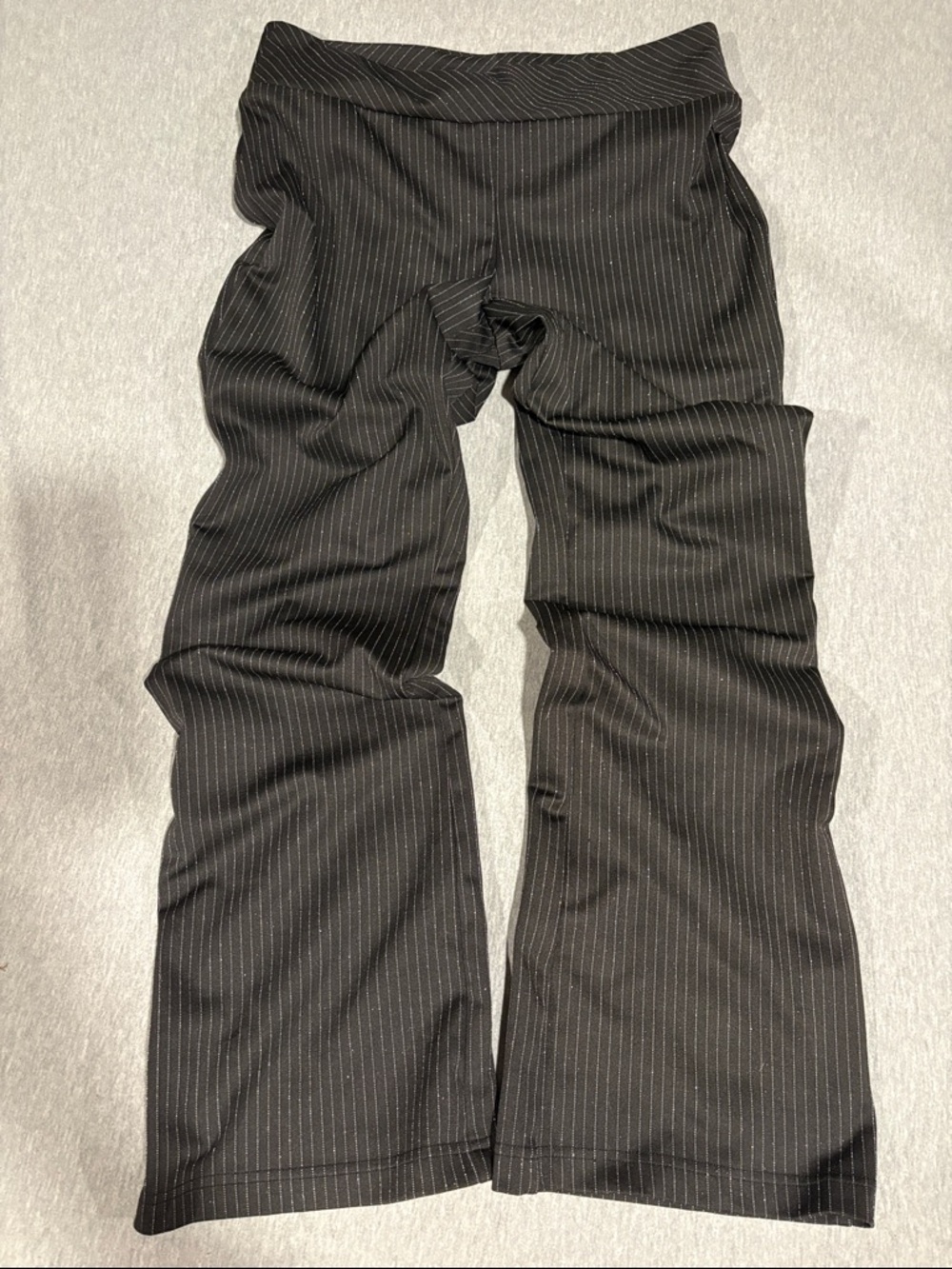 Soho Apparel Black + Silver Metallic Pinstripe Wide Leg Pants